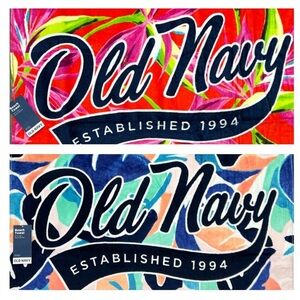 Old Navy - ‘Two Logo Beach Towels - bundle’ 28“ x 60“. NWT. Firm!